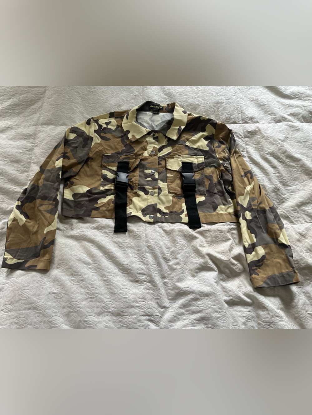 like an angel Cropped Camo Field Jacket in Brown & Tan
